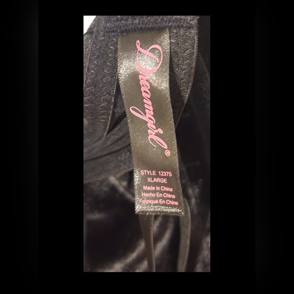 Dreamgirl Black Lace/Sheer Mesh/Velvet Chemise/Babydoll/Bustier/LingerieSize XL - Picture 7 of 9